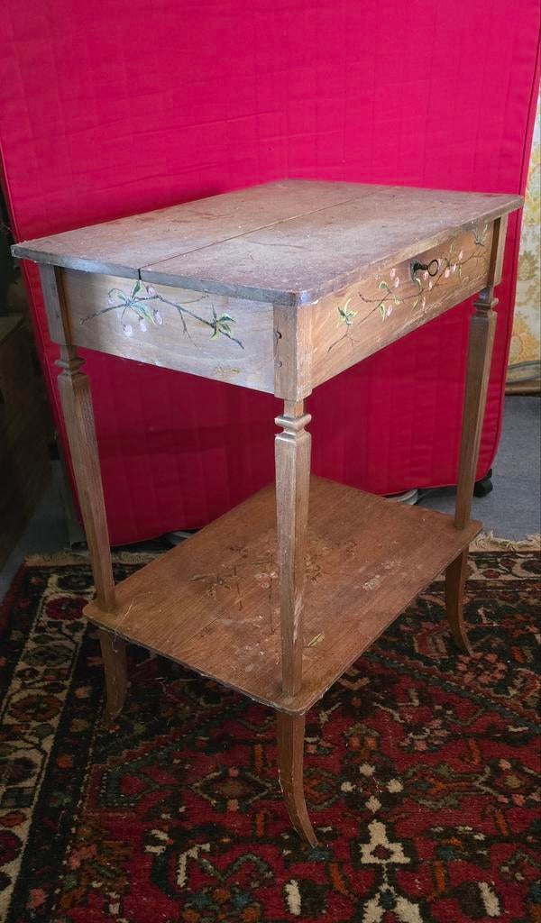 Superleuk oud Frans houten bijzet tafeltje, Ophalen of Verzenden