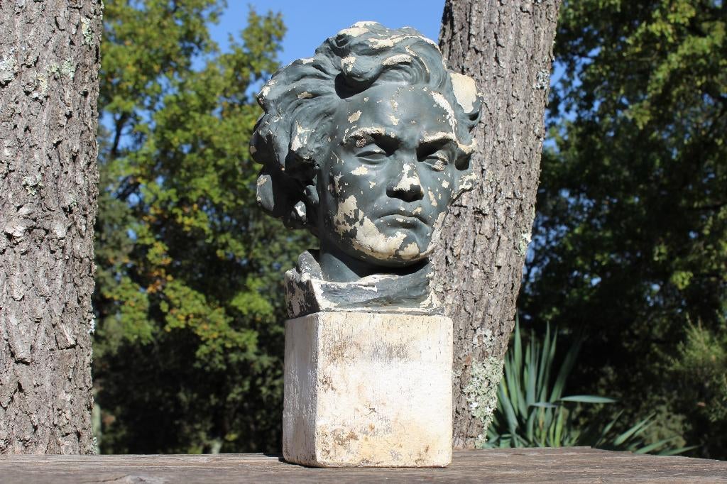 Brocante - Karaktervolle sculptuur van Beethoven!, Ophalen, Gips, Buste, 20 - 50 cm