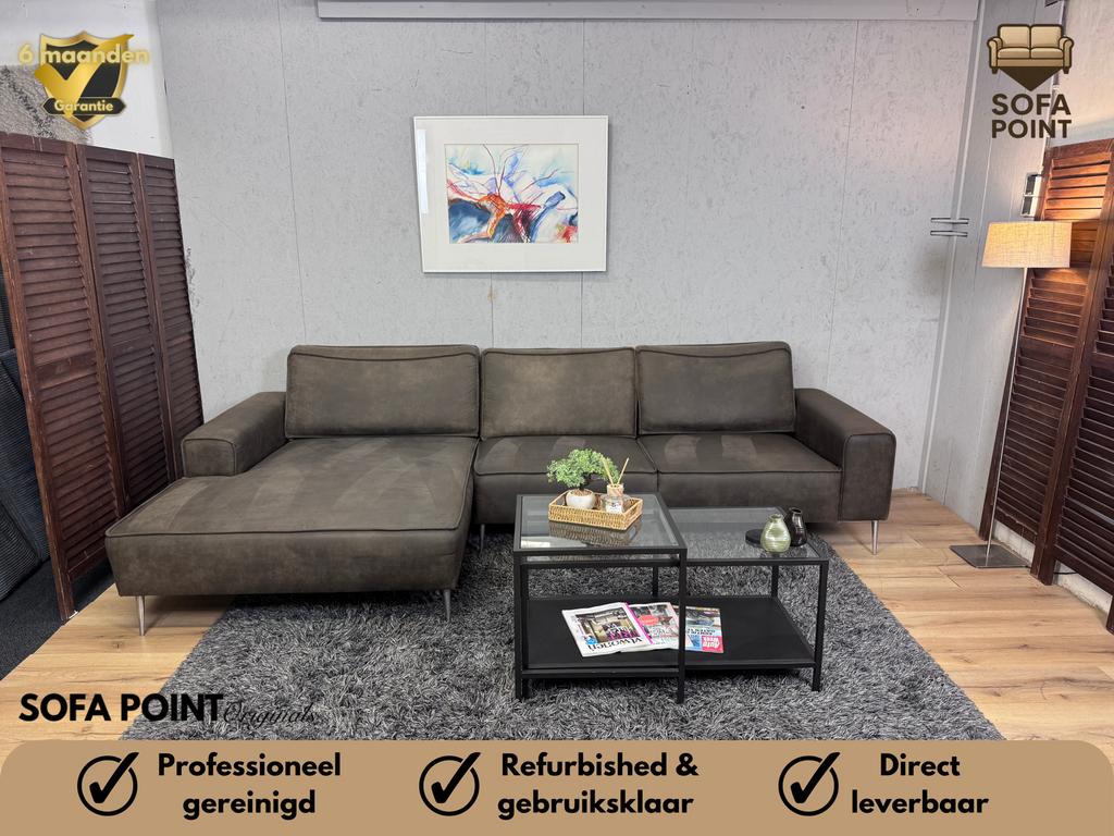 Nette Taupe Loungebank Microleer Refurbished -Gratis Bezorgd, Ophalen of Verzenden, Zo goed als nieuw, Noordkade 68A, Stof