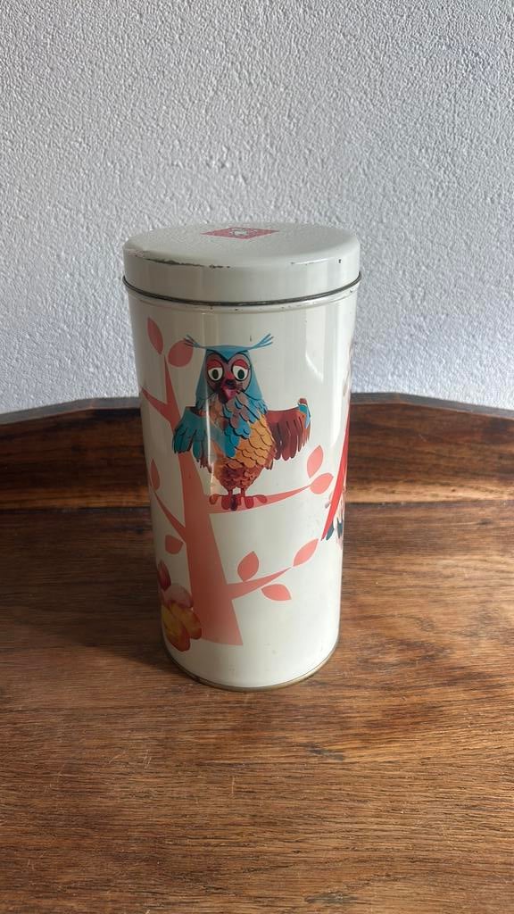 Bolletje Fabeltjeskrant beschuitbus, oa meneer de uil, Verzamelen, Ophalen of Verzenden, Gebruikt, Beschuit, Bolletje