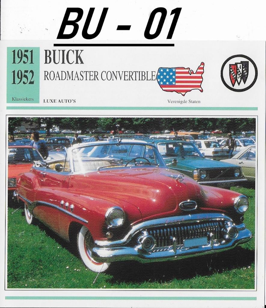 Bu01 Autokaart Buick Roadmaster Convertible ( 1951- 1952 ), Ophalen of Verzenden, Zo goed als nieuw, Auto's