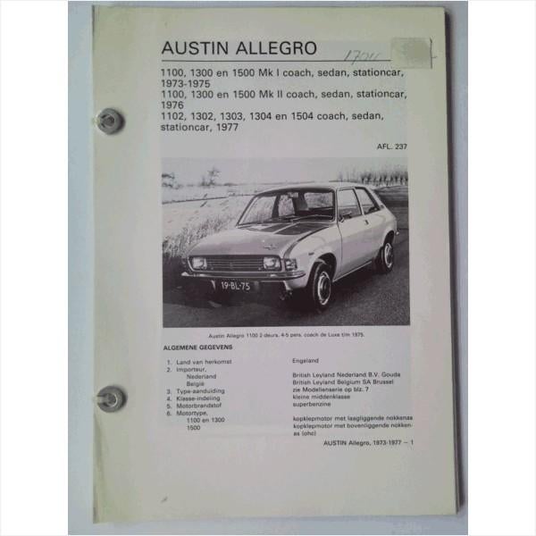 Austin Allegro Vraagbaak losbladig 1973-1977 #1 Nederlands, Ophalen of Verzenden, Gelezen, Overige merken