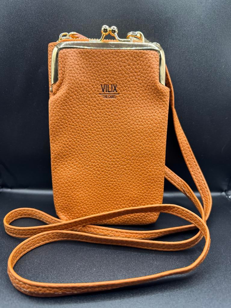 Vilix Philou Telefoonhoesje V1 - Bruin Schoudertasje, Ophalen of Verzenden, Zo goed als nieuw, Bruin, Overige merken