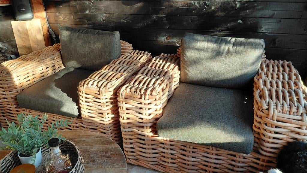 Twee Rotan loungestoelen, Ophalen of Verzenden, 2 zitplaatsen, Loungeset