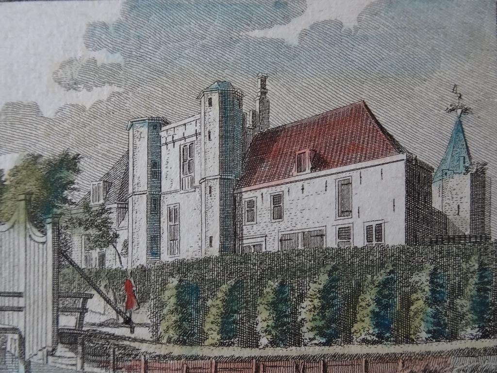 gravure kleur slot Purmerend twee kanten, Spilman, 1780, Verzenden
