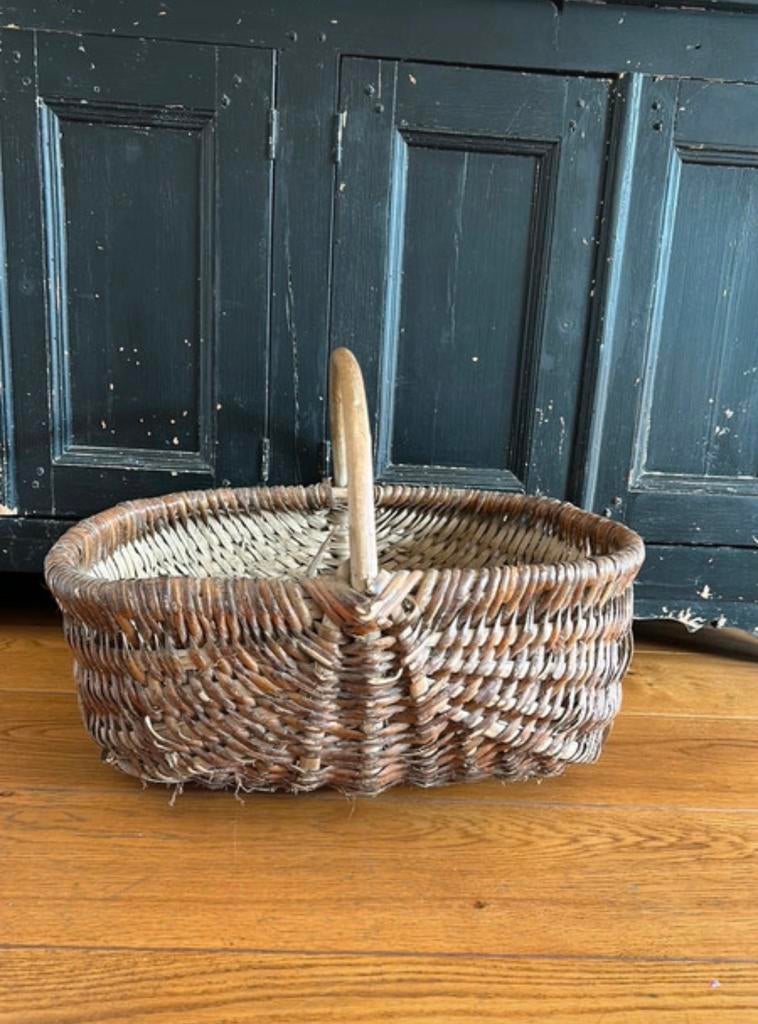 Grotere rieten franse wilgen plukmand, Antiek en Kunst, Ophalen of Verzenden