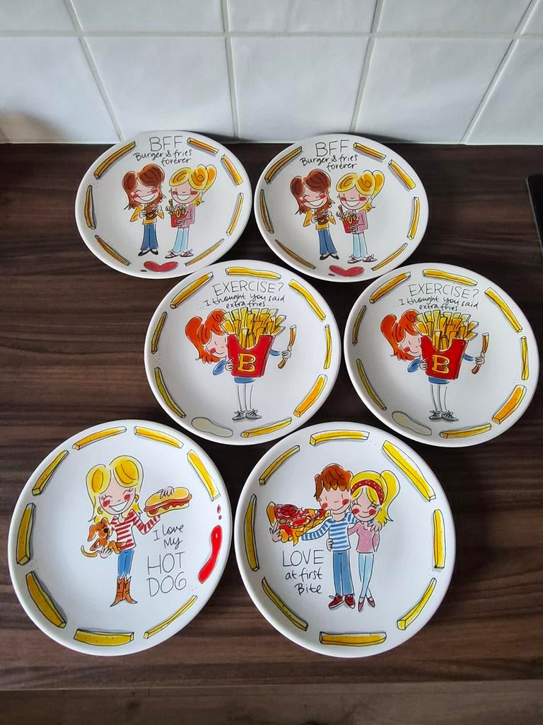 6x Blond Amsterdam snack attack bordjes patat / friet, Ophalen of Verzenden, Bord