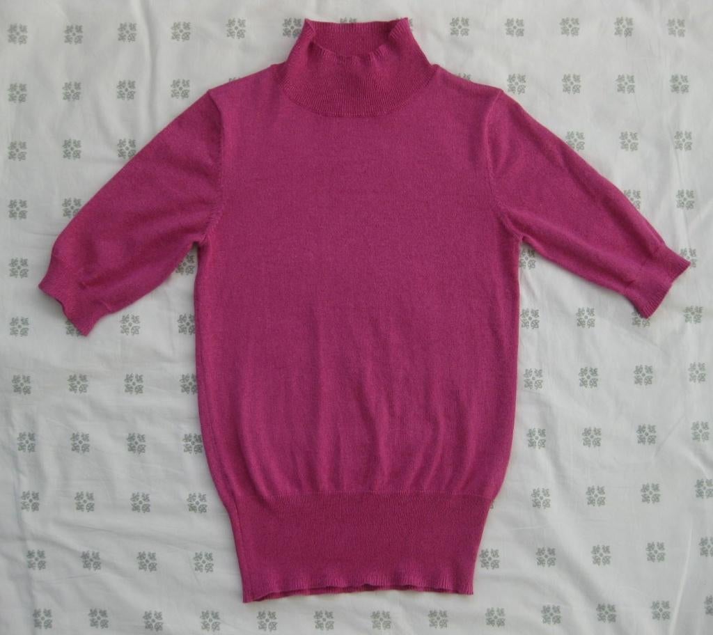 Roze top met col, met glitter glans, maat S HEMA, Ophalen of Verzenden, Zo goed als nieuw, Korte mouw, Roze