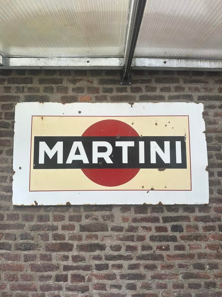 Orgineel emaille reclame bord Martini, Verzamelen, Ophalen, Gebruikt, Reclamebord