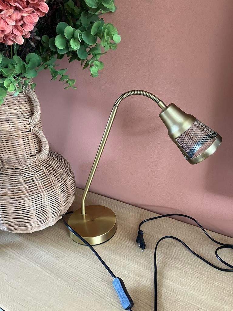 Leeslamp tafellamp goud brons metaal, Huis en Inrichting, Lampen | Tafellampen, Ophalen of Verzenden, Zo goed als nieuw, Metaal