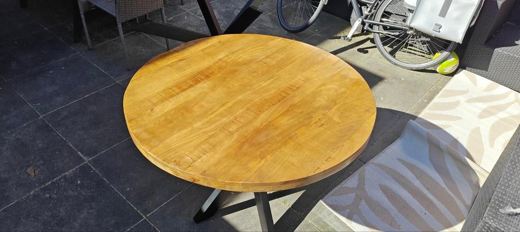 Nieuwe ronde mango houten eettafel 110cm #13, Rond, Nieuw, Ophalen of Verzenden, Overige houtsoorten