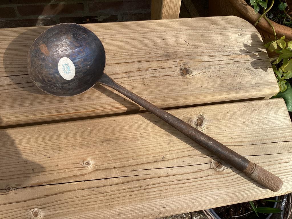 Antieke oude pollepel  41 cm voor, € 17, Ophalen of Verzenden