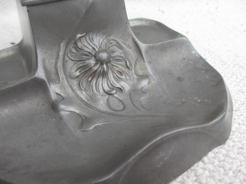 Hugo Leven - KAYSERZINN jugendstil tinnen inktpot/ kandelaar, Antiek en Kunst, Antiek | Tin, Ophalen of Verzenden