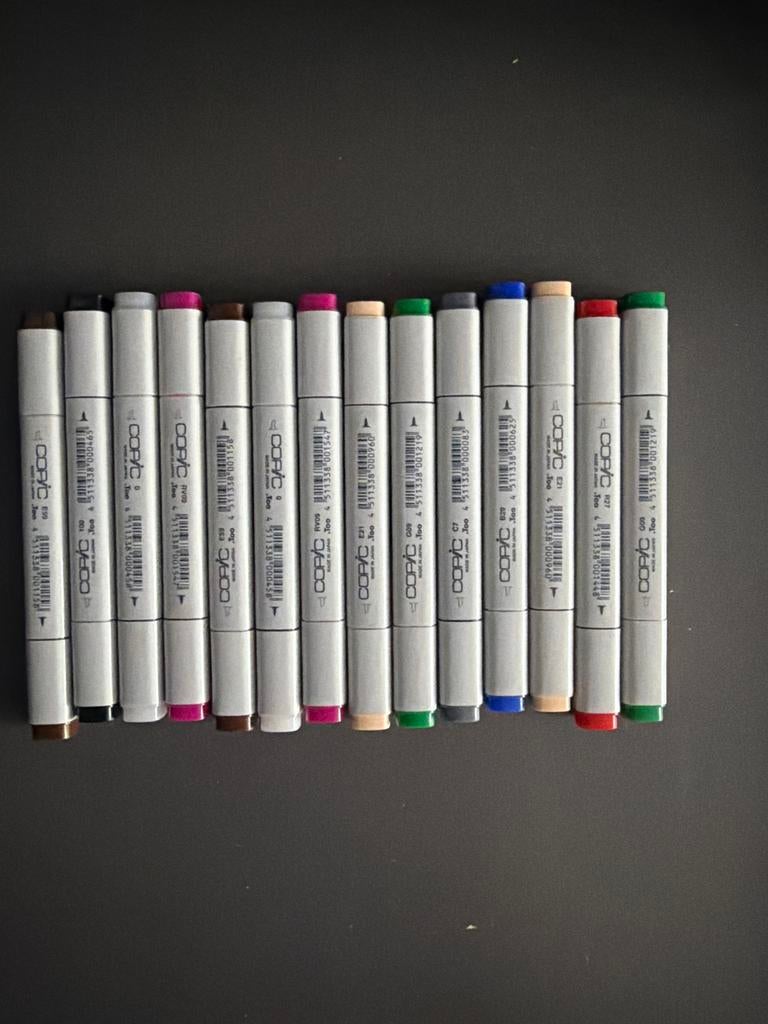 Set van 14 Copic Markers + 5 Promarkers, Hobby en Vrije tijd, Ophalen of Verzenden, Gebruikt, Overige typen