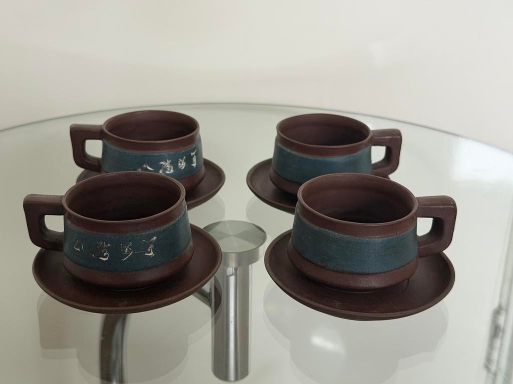 Yixing theekopjes + schotels, Ophalen of Verzenden