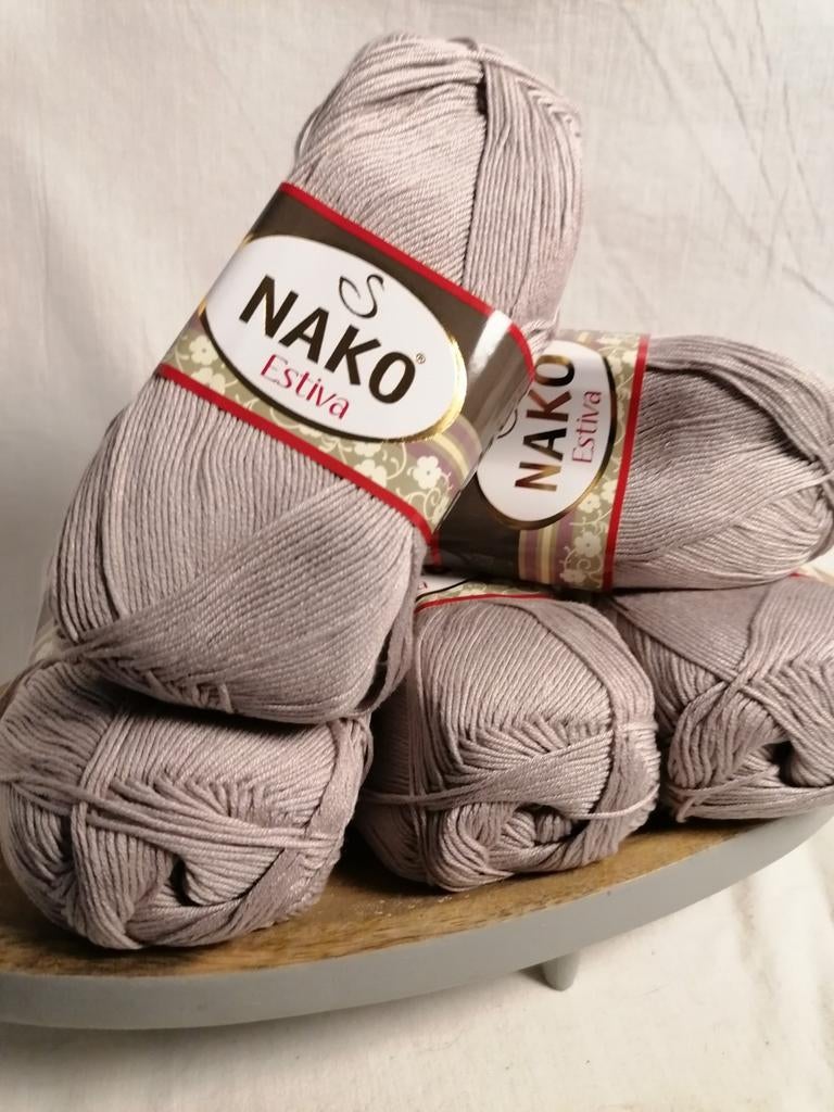 Nako Estiva garen grijs, taupe, beige - pak van 5 bollen, Ophalen of Verzenden, Nieuw, Breien of Haken, Wol of Garen