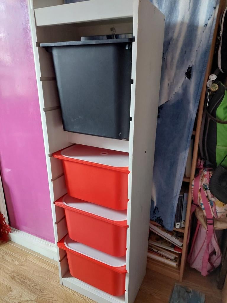 Witte Kast met 4 Opbergbakken, Ophalen, Minder dan 50 cm, Gebruikt, 100 tot 150 cm