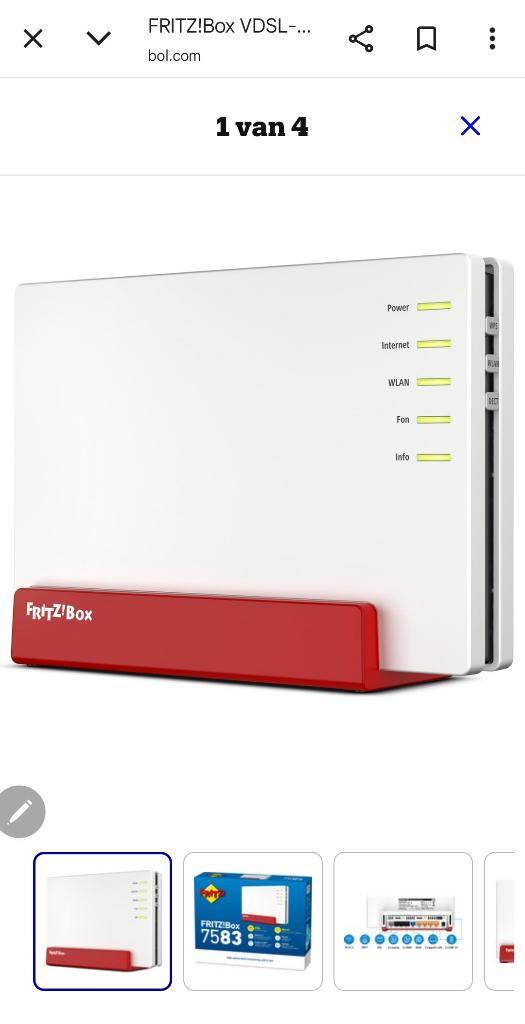 Fritzbox 7581 KPN,ODIDO, ZIGGO e.a. Router Wifi 2.4 & 5 Ghz, Ophalen of Verzenden, Zo goed als nieuw, Router met modem, AVM FRITZ!Box