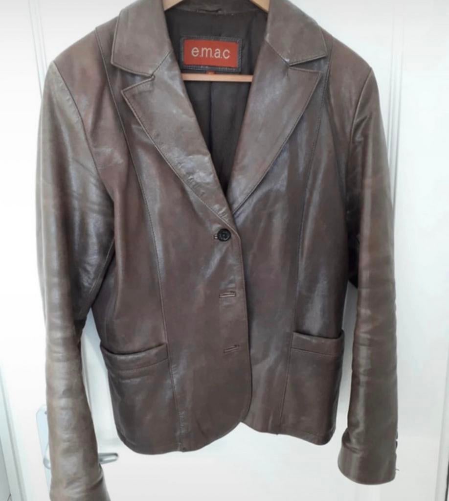 Bruine leren jas, Kleding | Dames, Ophalen of Verzenden, Zo goed als nieuw, Maat 46/48 (XL) of groter, Bruin