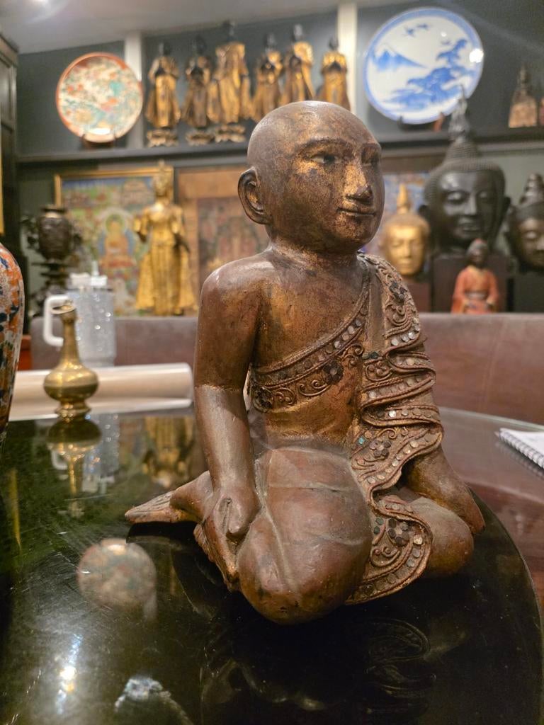 Antieke  houten monnik, Ophalen of Verzenden