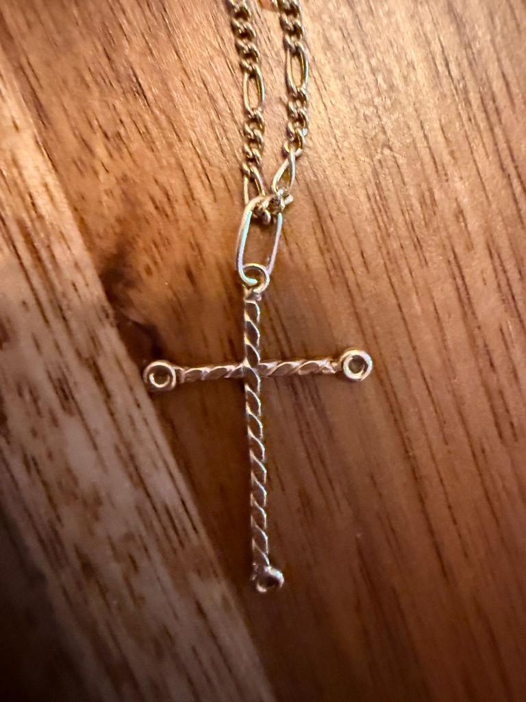 Gouden Kruis Ketting uit de jaren 1900, Ophalen of Verzenden, Zo goed als nieuw, Goud, Kruis of Symbool