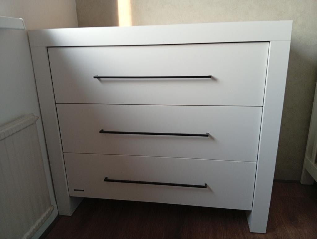 Witte commode met 3 lades, Ophalen, Minder dan 50 cm, 100 cm of meer, Zo goed als nieuw