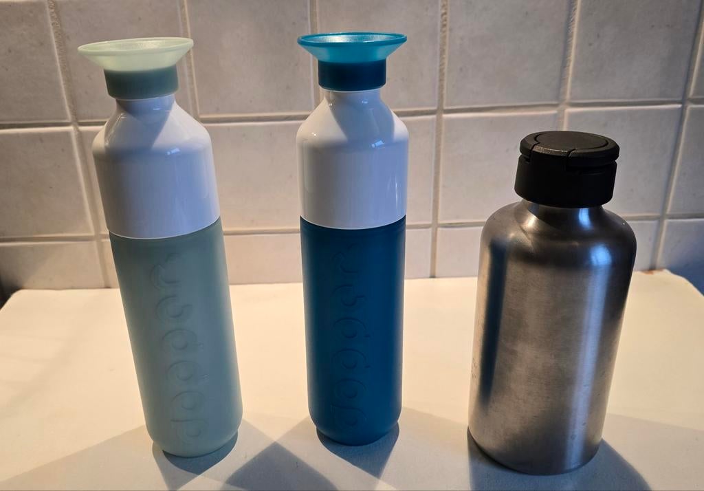 2 Dopper Waterflessen + isoleer fles, Ophalen of Verzenden, Gebruikt