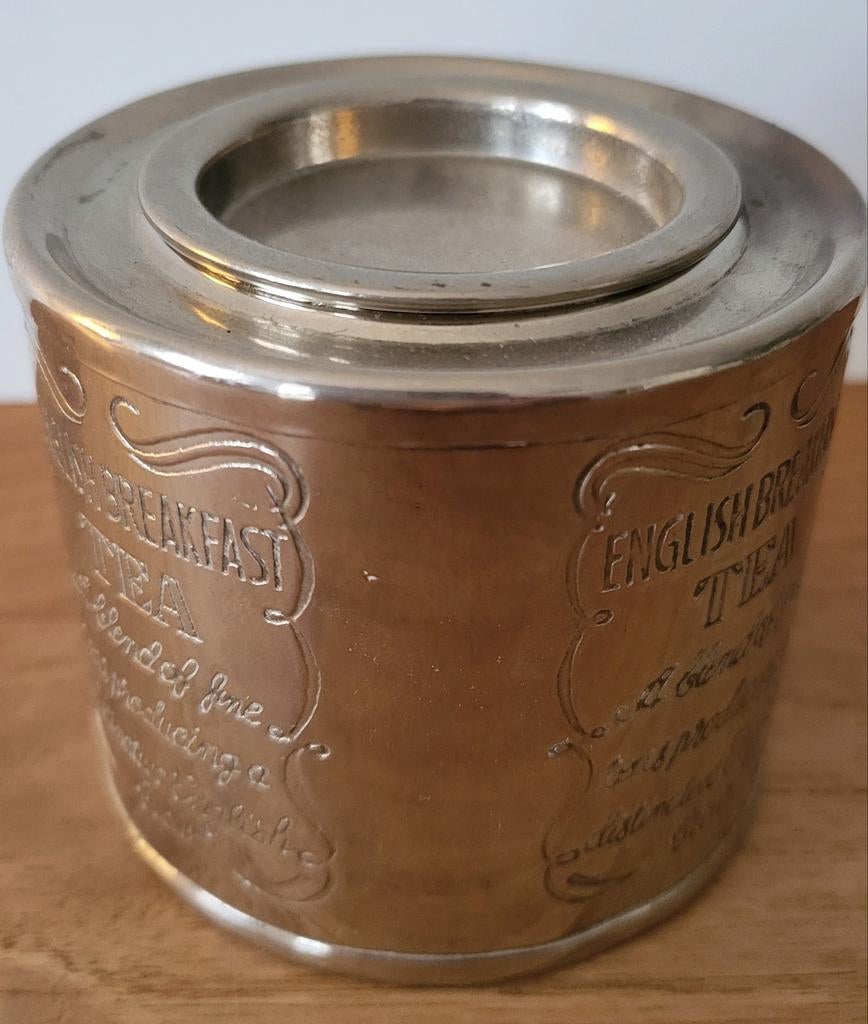 Vintage verzilverde engelse theebus, Ophalen of Verzenden, Zilver
