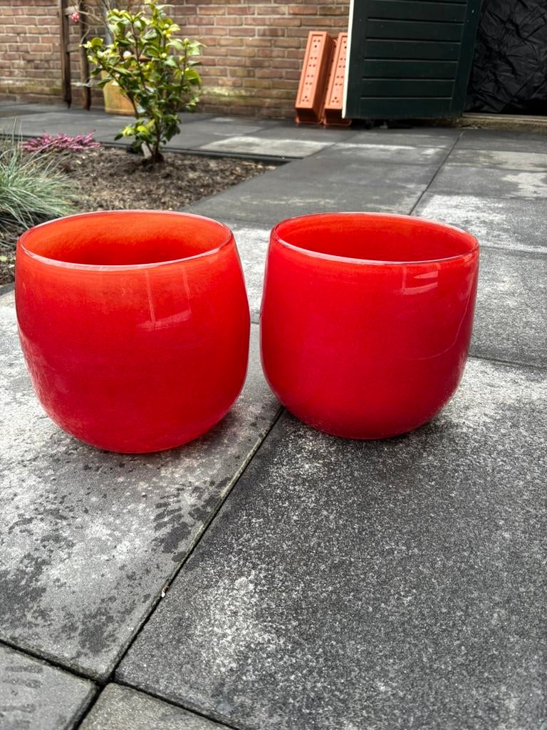 Dutz vaas x 2, hoogte 21 cm en doorsnede 20, Tuin en Terras, Bloempotten, Ophalen, Rond, Zo goed als nieuw, Aardewerk