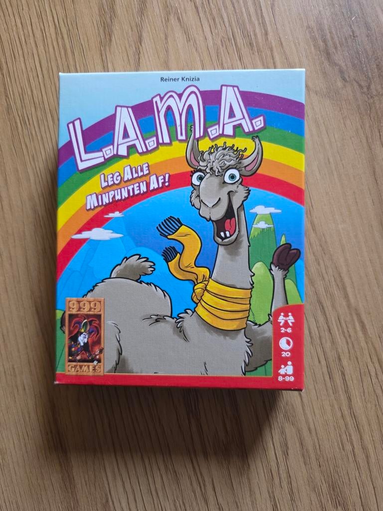 L.A.M.A. Kaartspel - Leg Alle Minpunten Af!, Vijf spelers of meer, Ophalen of Verzenden, Zo goed als nieuw, 999 Games