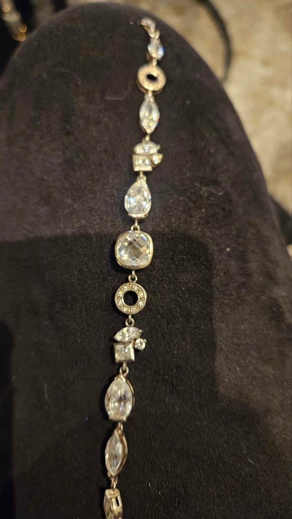 Zilveren Armband met Rhinestones - Zware Kwaliteit, Sieraden, Tassen en Uiterlijk, Armbanden, Met strass, Ophalen of Verzenden