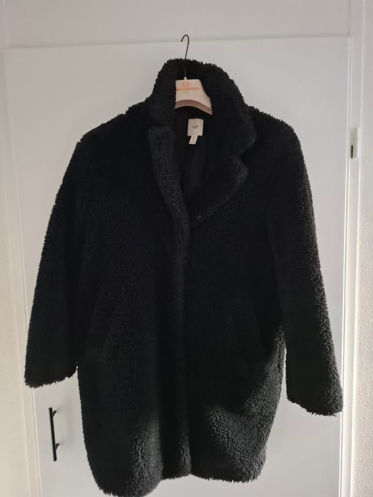 Zwarte teddy jas van H&M, maat xs, Kleding | Dames, Ophalen of Verzenden, Zo goed als nieuw, Maat 34 (XS) of kleiner, Zwart