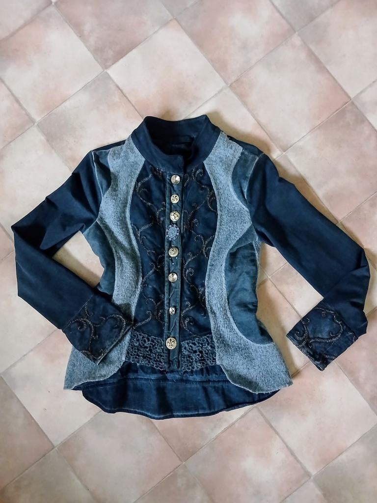 Blauw koetsiers vest/ jasje ELISA CAVALETTI mt M, Maat 38/40 (M), Blauw, Ophalen of Verzenden, Zo goed als nieuw