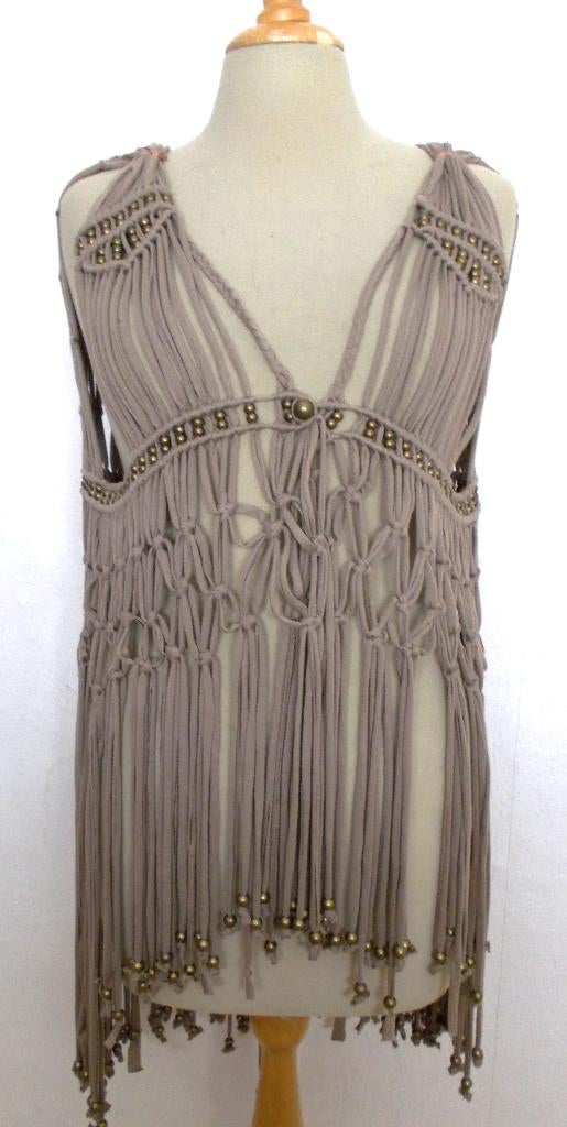 Ibiza/boho bruin slierten gilet! L/XL, Bruin, Verzenden, Maat 42/44 (L), Zo goed als nieuw