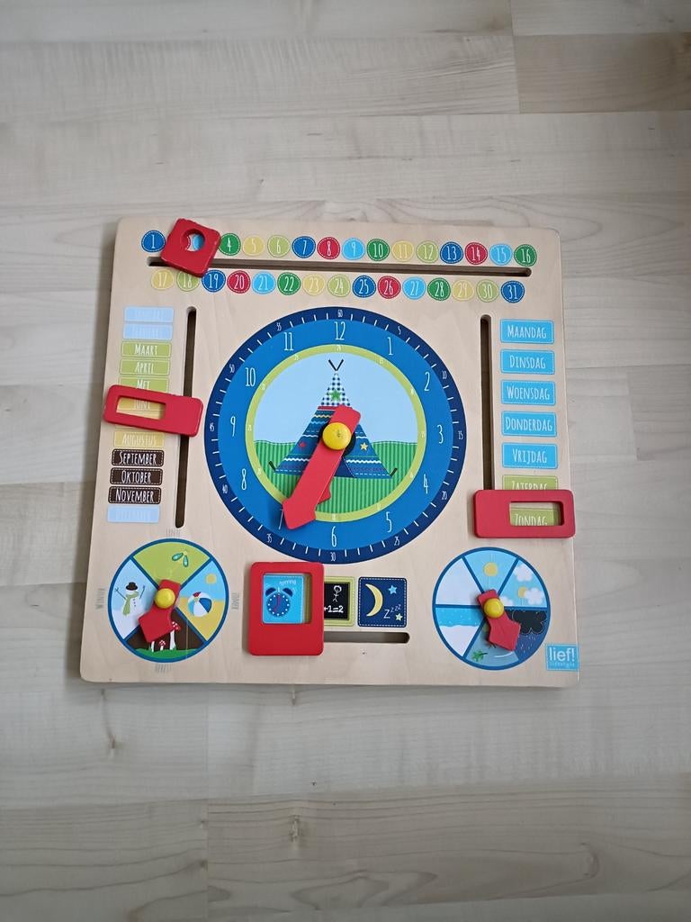 Jaargetijde bord, leren klok kijken, Lief!, Ophalen of Verzenden, Zo goed als nieuw
