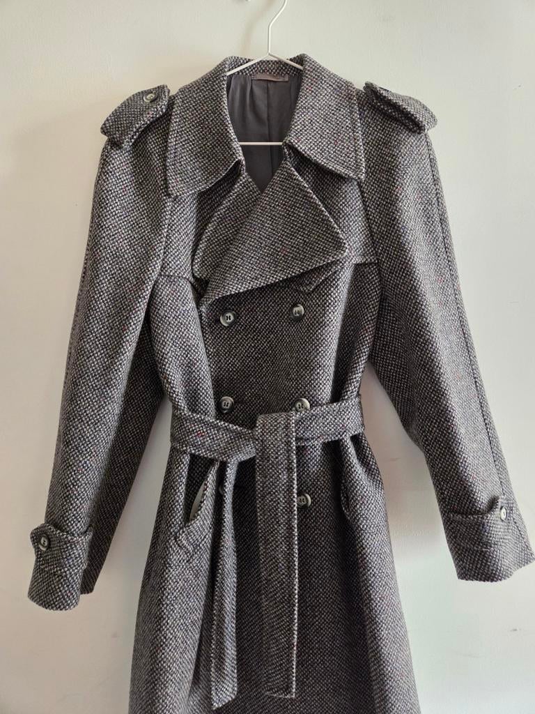 Vintage tweed trenchcoat, Maat 38/40 (M), Augustus, Ophalen of Verzenden, Zo goed als nieuw