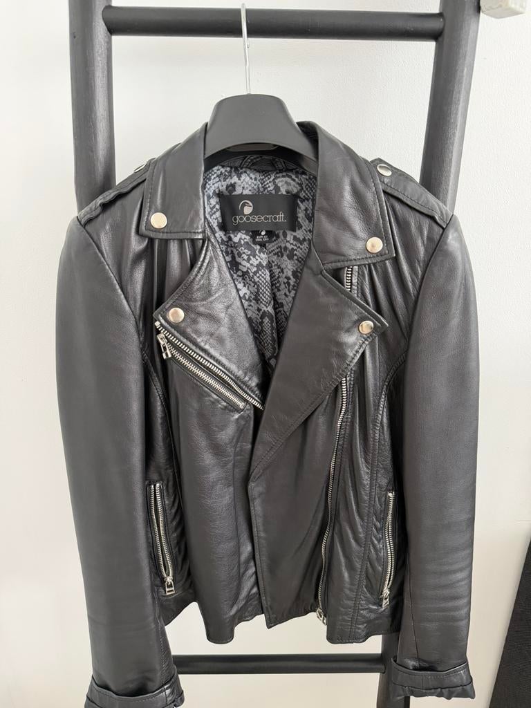Goosecraft leren biker jacket, Ophalen of Verzenden, Zo goed als nieuw, Maat 34 (XS) of kleiner, Zwart