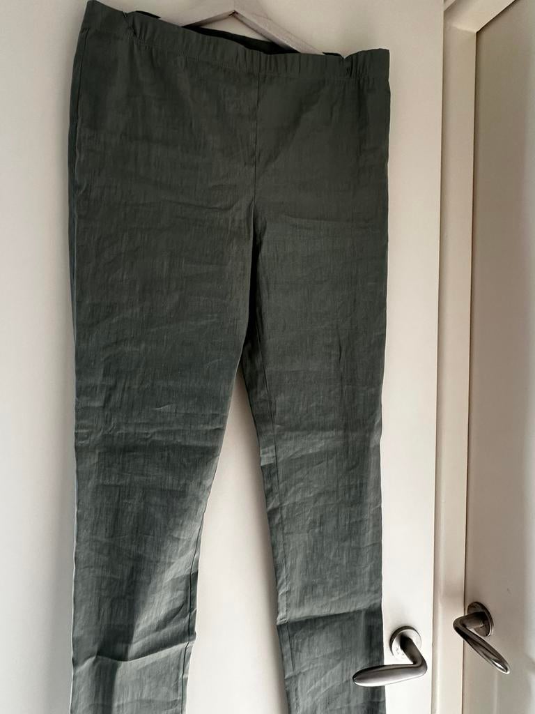 Sarah Pacini lichtgroene linnen broek  maat 4, Maat 38/40 (M), Verzenden, Zo goed als nieuw, Lang