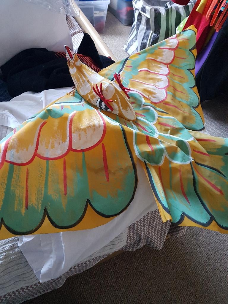 oude aziatische drachen vogel 1 lijner (vlieger), Ophalen of Verzenden, Zo goed als nieuw, Eenlijns, Vlieger