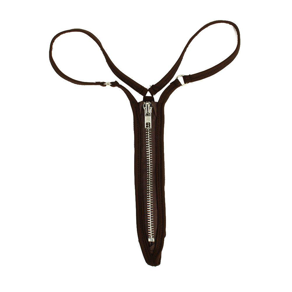 Dames g-string met rits bruine rode lingerie sexy vrouwen, Verzenden, Overige kleuren, String