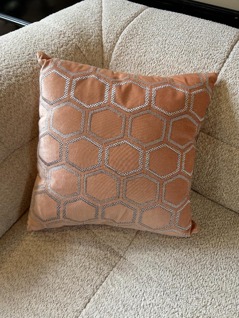 Velvet zalm roze kussen, Ophalen, Vierkant, Nieuw, A