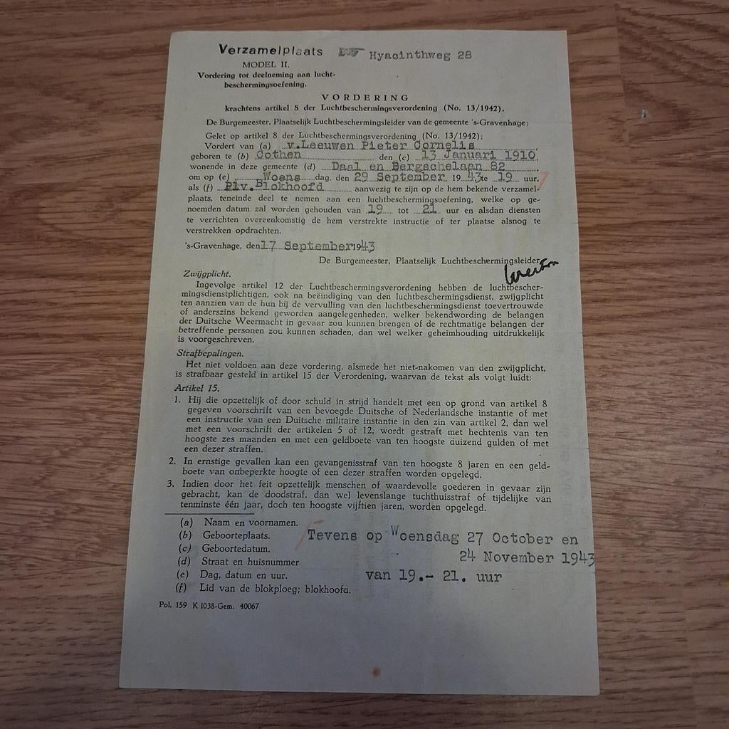 Luchtbeschermingsverordening, Verzamelen, Militaria | Tweede Wereldoorlog, Ophalen of Verzenden