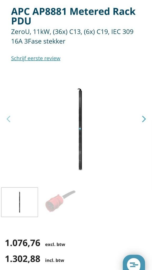 APC AP8881 METERED ZEROU RACK PDU 2G 16A NEW, Ophalen of Verzenden, Nieuw