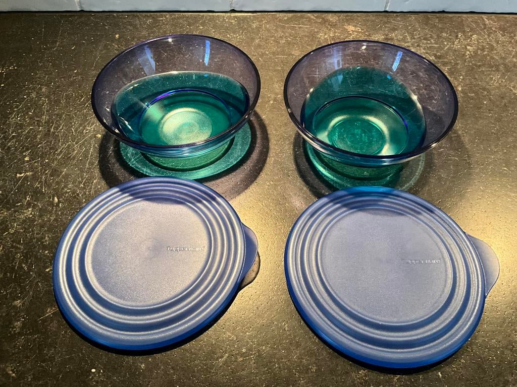 Tupperware kommen., Ophalen of Verzenden, Gebruikt, Blauw, Schaal
