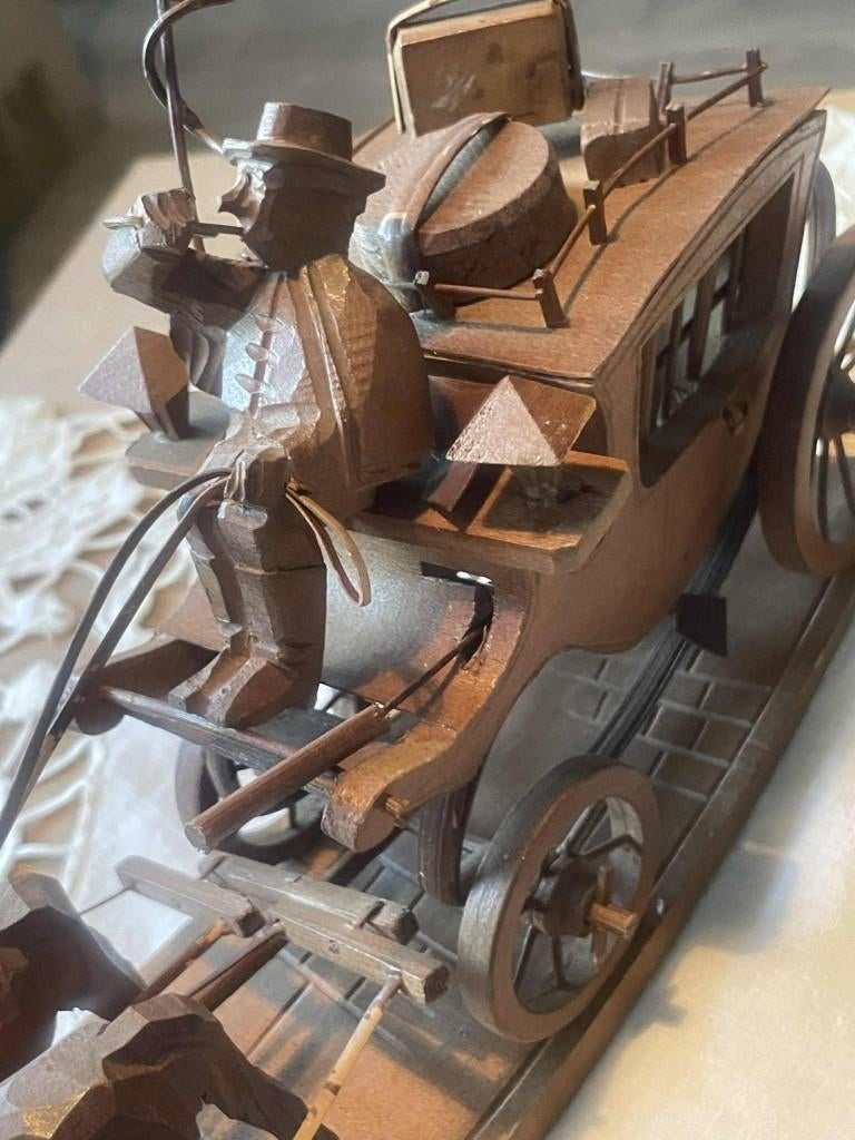 Antieke Houten Koets - Miniatuur, Antiek en Kunst, Ophalen of Verzenden