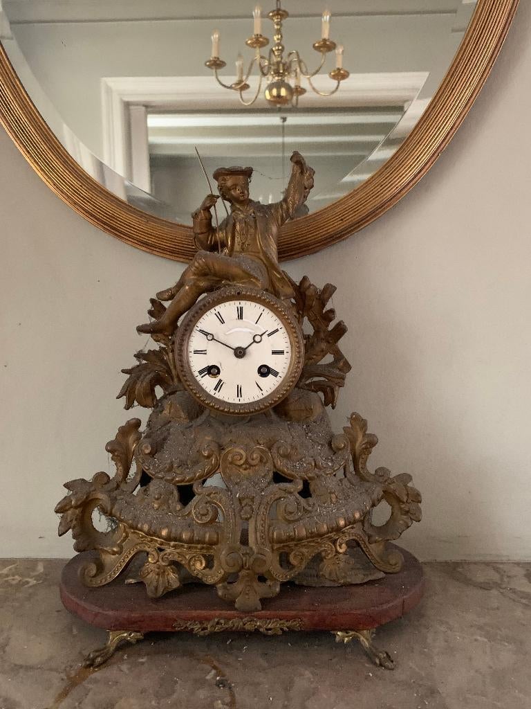 Schoorsteenklok Franse Pendule Schouwgarnituur, Ophalen of Verzenden