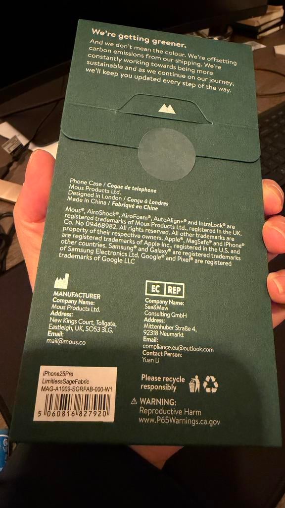 Verlaagd 30€! NEW Mous case Sage - iphone 17pro, Ophalen, Nieuw