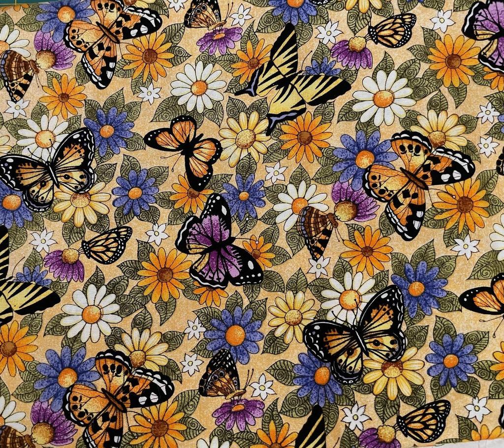 USA quilt katoen vlinders/bloemen, 120 cm of meer, 200 cm of meer, Ophalen of Verzenden, Zo goed als nieuw