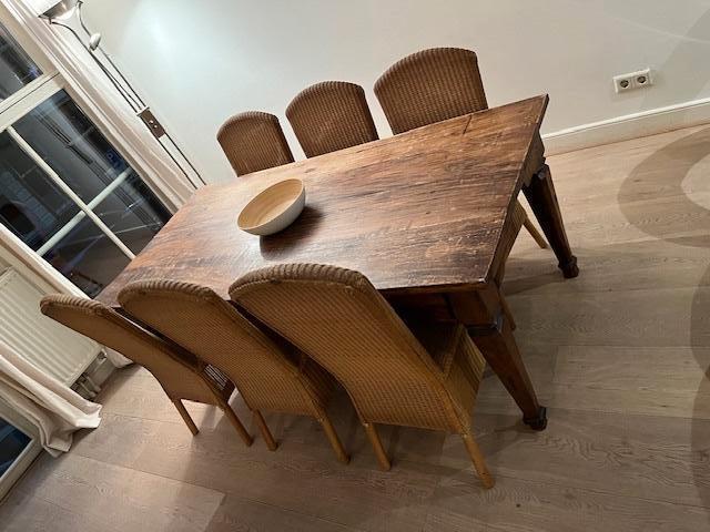 6 originele Lloyd Loom stoelen, Ophalen, Gebruikt, Bruin, Hout