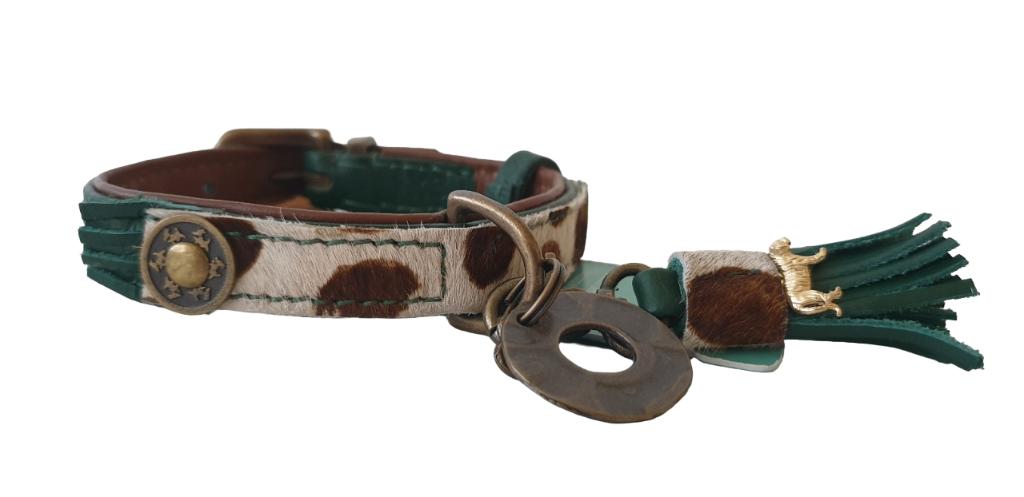 DWAM Ivy Halsband Groen-Tijger XXS Nekomtrek 20-26 cm KOOPJE, Ophalen of Verzenden, Handgemaakt, Nieuw